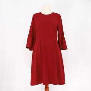 NWT J.JILL X CHRISTIAN SIRIANO Ruffled Sleeve Sheath Dress in Ruby Red Size 10